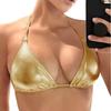 Сексуальный женский купальник из бронзовой ткани, топ с шейным ремешком, модный купальник