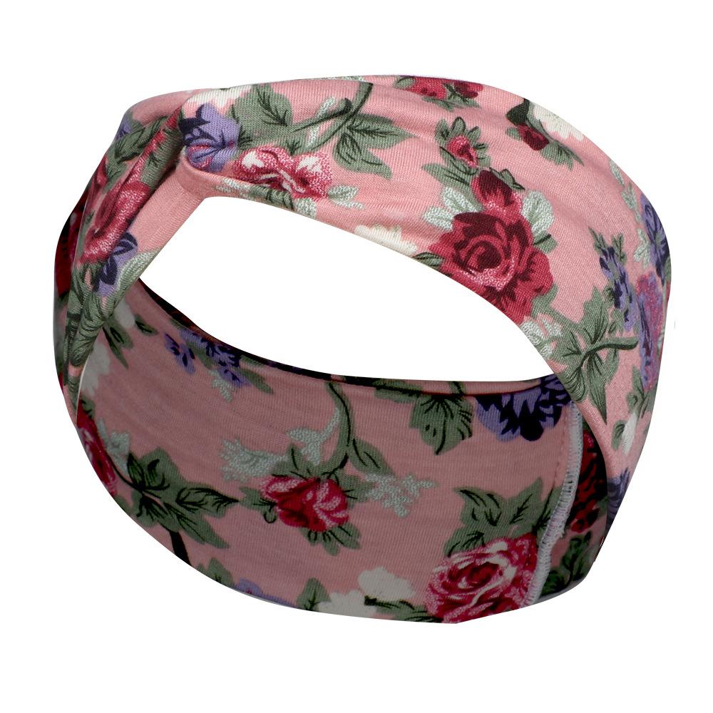 DX~~~ New Wide Brimmed Crossover Headband Lady's Bohemian Print Knitted Headband Sweat-wicking Bandana Sports Yoga Headband