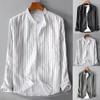 Men's Casual Striped Shirt Man Long Sleeve Turn-down Collar Comfortable Shirt