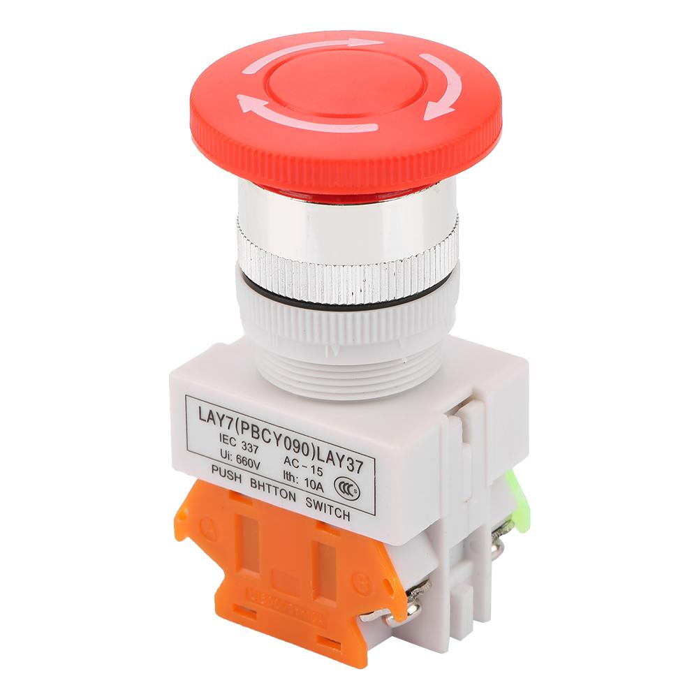 Self Locking Emergency Stop Mushroom Push Button Switch 22mm Mount LAY37 11ZS