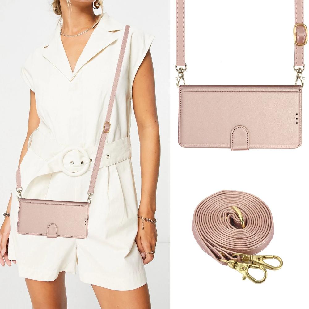 Crossbody Phone Case for iPhone 17 Pro Max Air 16E 16 15 Plus 14 13 12 11 Xs Max Xr Leather Card Holder Wallet Strap Soft Cover