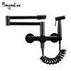 Wholesale Black Hot Sale Hot and Cold Pull Out Kitchen Mixer Tap Pot Filler Faucet Synchronize Airbrush Kitchen Faucet