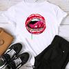 (Asian Size) Fashion Lip Watercolor Style 90s Trend Sweet Print Graphic Tee Female Casual T Clothing Casual Women's Top Short Sleeve T-shirt