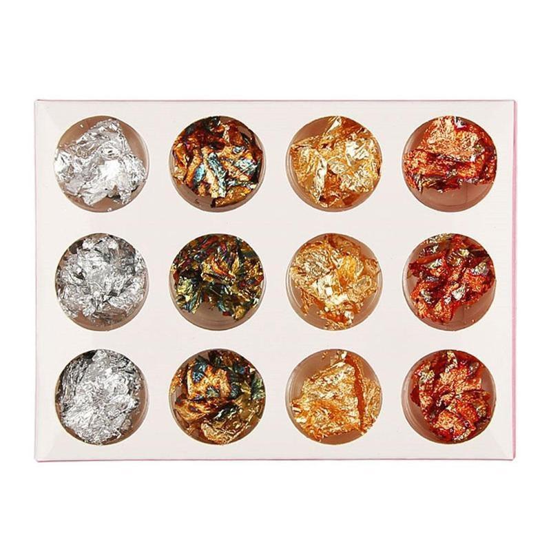 12pcs Nail Art Paillette Flake Chip Foil Acrylic UV Gel Paper Decor