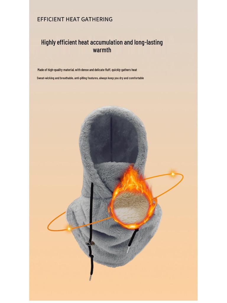 Зимняя шапка из арктического флиса для велоспорта и катания на лыжах: Ветрозащитный, Защищающий от холода капюшон и манишка