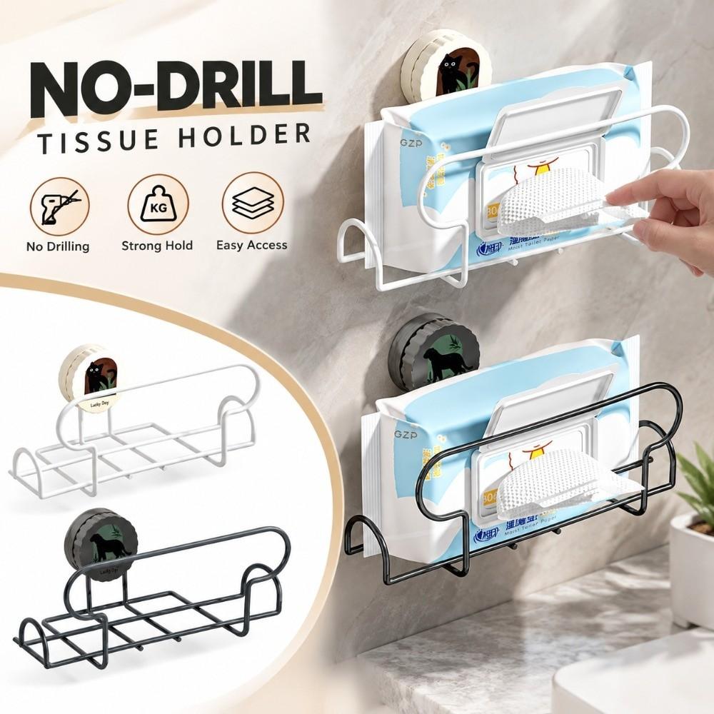 No Drill Installation Tissue Holder Rust Resistant Wall Mounted Tissue Rack Paper Holder Access