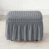 Seersucker Footstool Skirt Cover Stretch Spandex Ottoman Cover Solid Color Non Slip Washable Footrest Slipcovers for Living Room