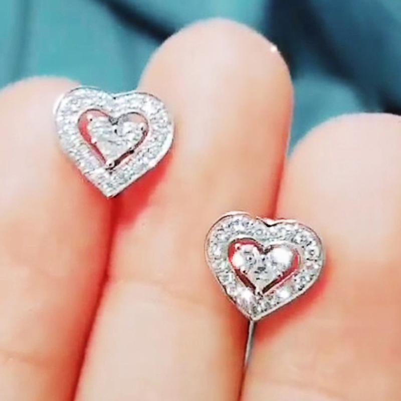 Хуэйтань Нежные маленькие серьги-гвоздики в форме сердца, аксессуары для пирсинга ушей, женские инкрустированные блестящие кубические цирконии, шикарные серьги, ювелирные изделия для любви