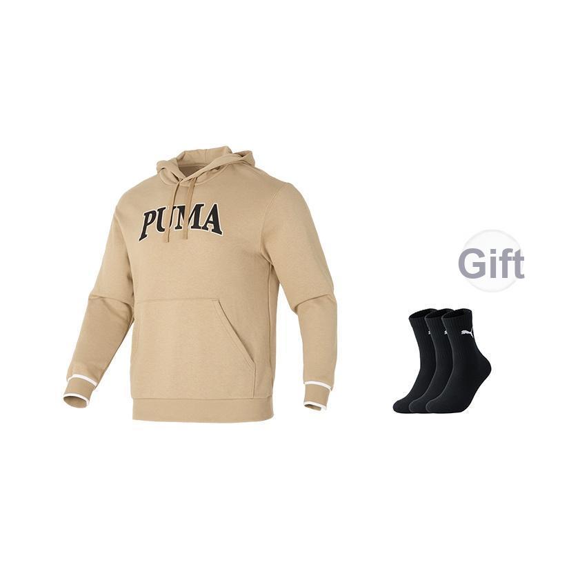 Puma Толстовка с капюшоном и надписью, повседневная, с длинным рукавом, мужская, цвет хаки 681253-83