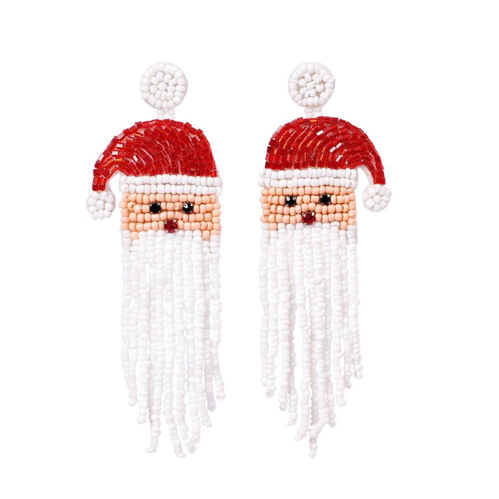 Christmas tree Merry Christmas Earrings Xmas Boots Ear Stud Handmade Beaded Ear Drop Girls