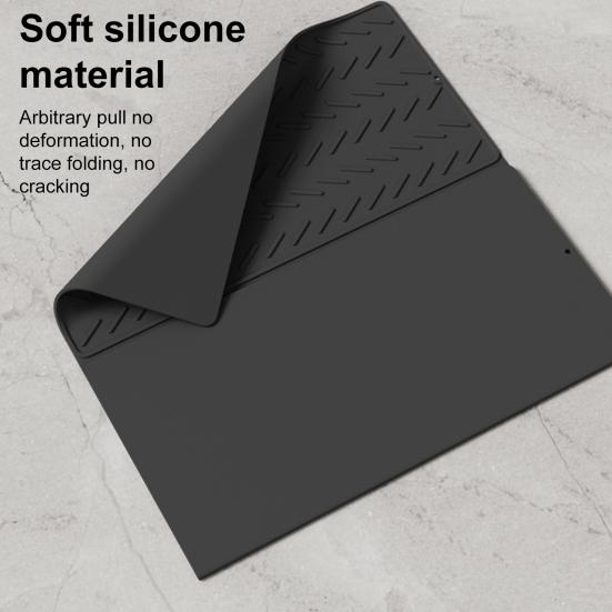 Silicone Dish Drying Mat for Kitchen Counter 3-Fold Large Drain Pad with Hanging Hole Non-Slip Countertop Drying Rack Multifunctional Drainer Board