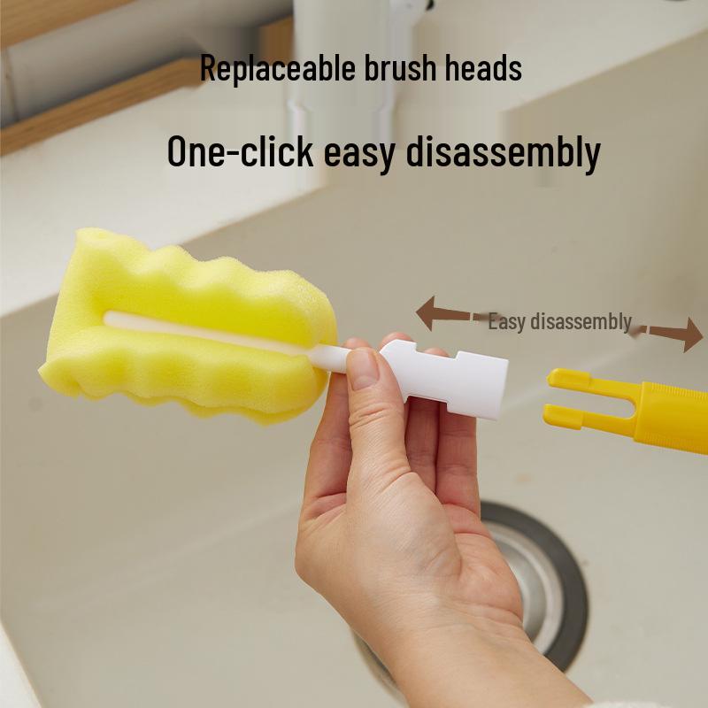 Baby Bottle Brush with Replaceable Head - Sponge Brush for Cleaning, Individually Packaged, Hot Selling Daily Essential