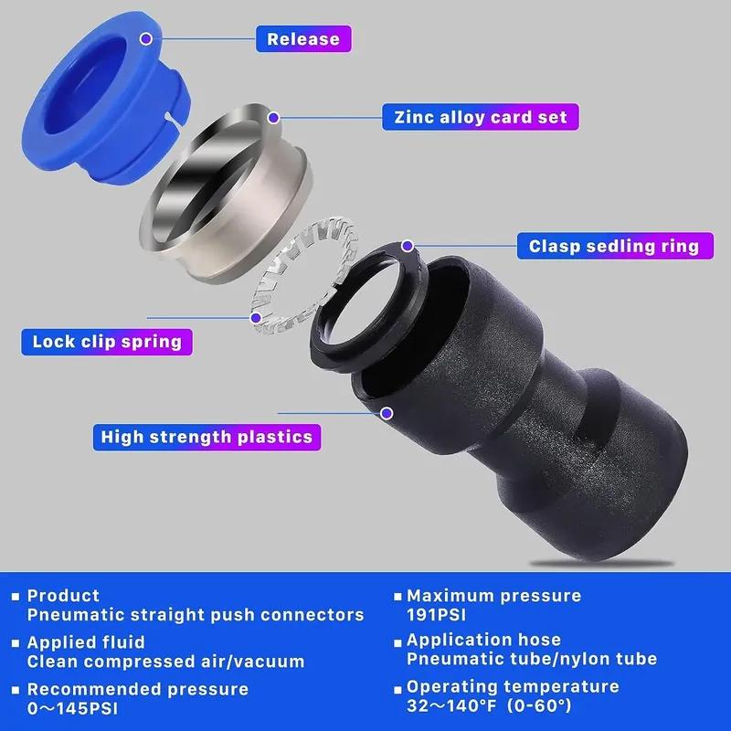 23/60Pcs/Box PU Kit Pneumatic Quick Coupling 4/6/8/10/12/14mm PU Straight Through Air Tubing High Pressure Quick Plug 4 6 8 10mm