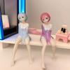 14CM Anime Re:Life in a different world from zero Figure Ram And Rem Pajamas instant noodles press Sitting Position Anime Model