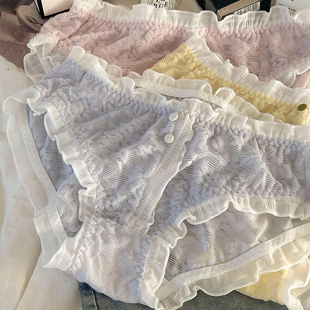 Plus Size Women's Panties Women's Briefs Mid-waist Breathable Hip Lift Sexy Pure Wind Translucent Lace Edge Underwear