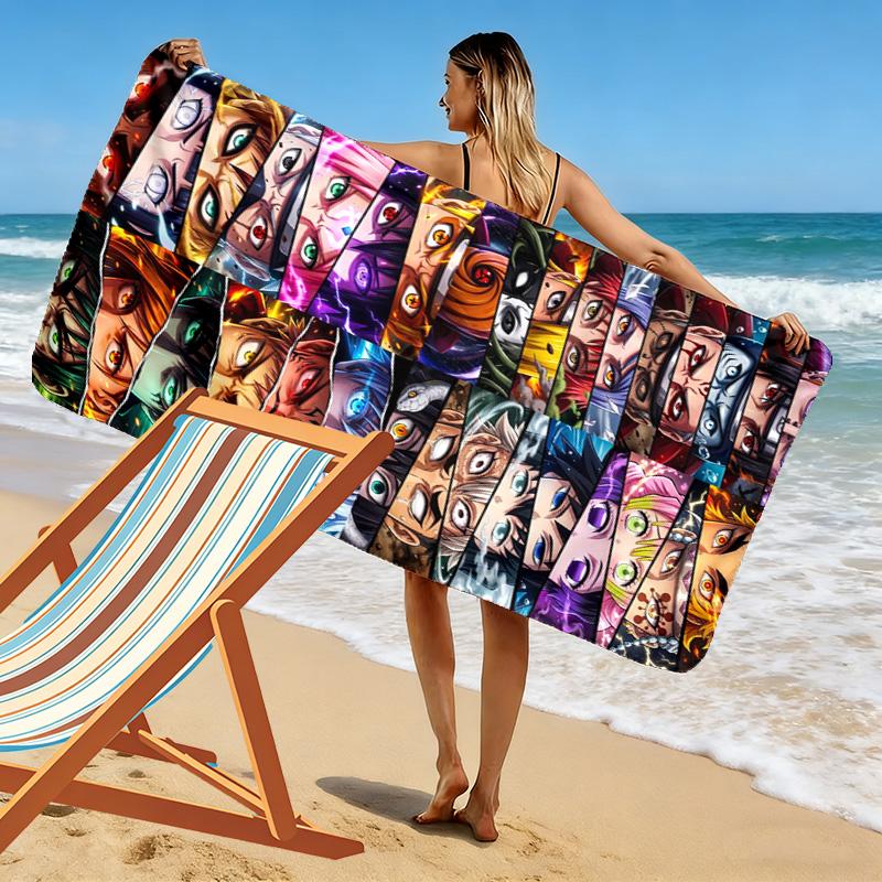 Anime Characters Print Beach Towel, Large Soft Quick Dry Towel for Beach Camping Swimming