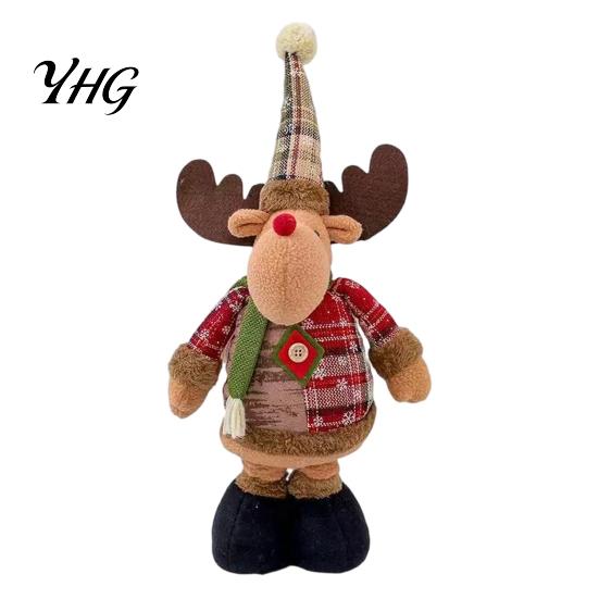 Festive Atmosphere Decoration Christmas Retractable Leg Plush Doll, Santa Snowman Elk Figures with Retro Style Xmas Room Decorations Adjustable