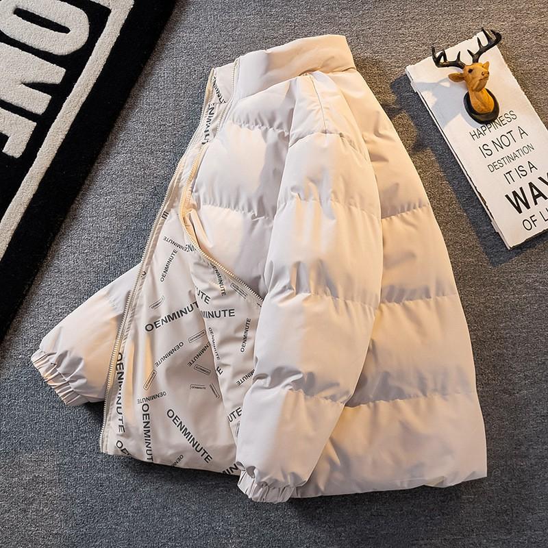 Mens Reversible Short Puffer Coat Winter Thick Warm Loose Plus Size Cotton Jacket