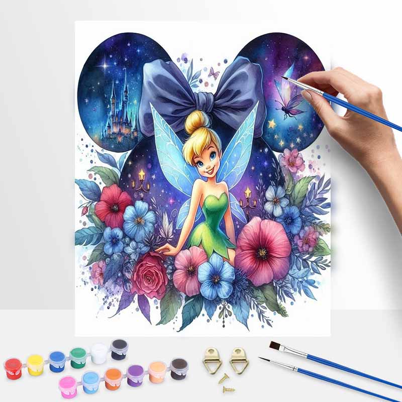 Disney Наборы для рисования маслом своими руками Тинкербелл Цветочные Ручная роспись Декор для дома Поделки Идеи подарков Для спальни Настенное искусство Декор Холсты