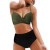 (brisand) Women's Spring And Summer Sexy Soild Split High Waist Bikini Swimsuit (2 Sets)