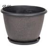 Garden Flower Pots with Trays 12 Inch Thickened for Outdoor Indoor, Plastic Leaf-Pattern Texture Large Planters Planter Drainage Hole & Saucer,