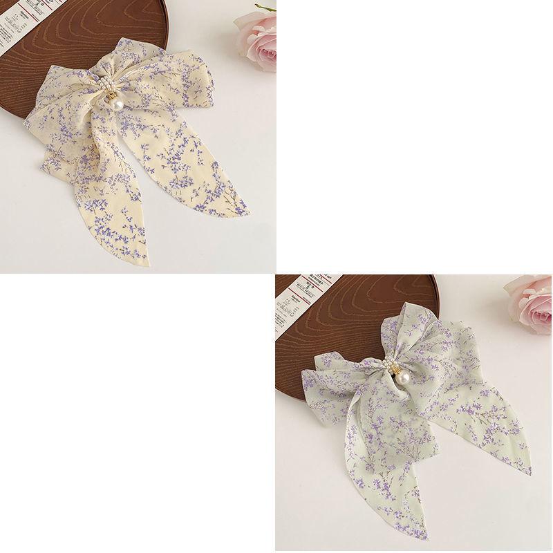 Заколка для волос с цветочным бантом и жемчугом для женщин, аксессуары для волос