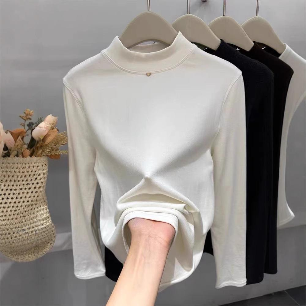 Легкая модная бархатная утолщенная однотонная универсальная рубашка с длинными рукавами для женщин, осенняя новая футболка в иностранном стиле, размер маленький