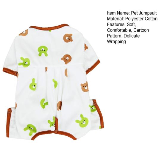 Комбинезон для собаки с круглым вырезом и узором, комбинезон с милым медведем, костюм для щенка собаки