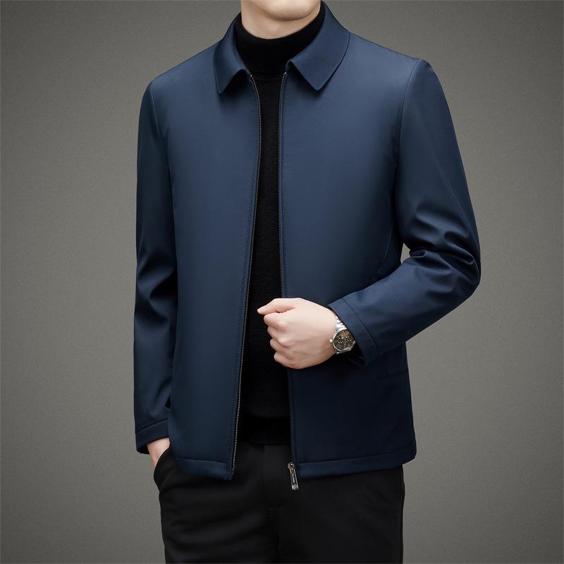 Зимняя куртка на гусином пуху Легкая куртка-пуховик Деловая повседневная куртка на молнии с лацканами Короткая куртка со съемной подкладкой для мужчин