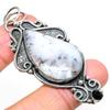 Natural Dendrite Opal,Black Spinel Stone 925 Sterling Silver Pendant 2.84" D6k12