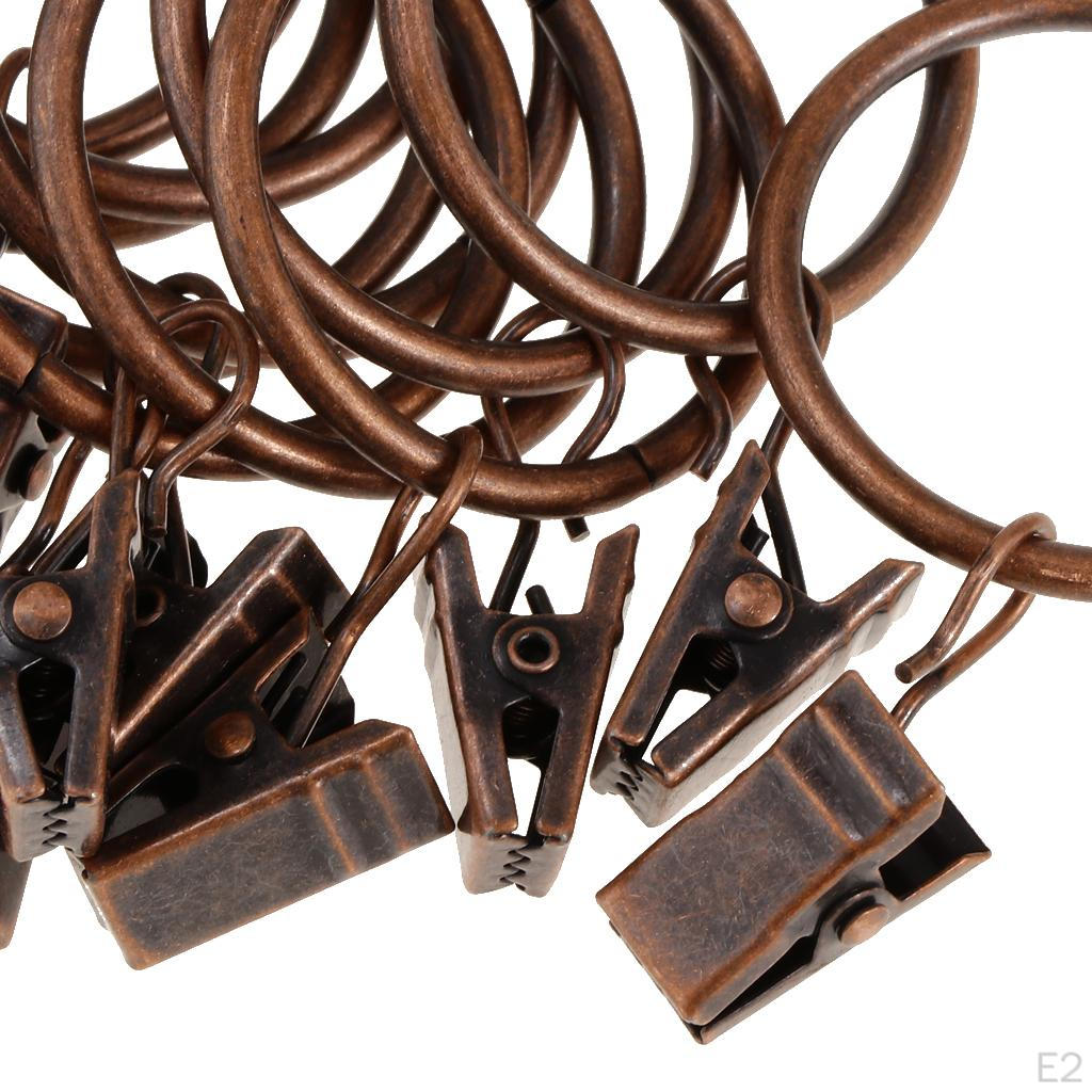 Набор из 12 колец с зажимами для штор, прочная металлическая декоративная драпировка, винтаж, медь, 32 мм