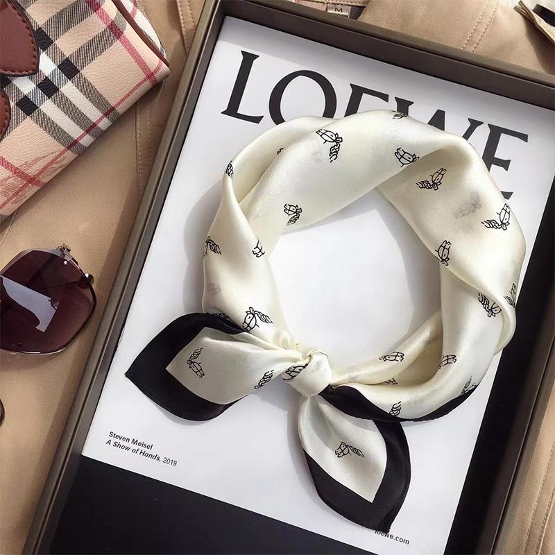 Квадратный шарф с принтом, хиджаб для женщин и девочек, атласная шелковая бандана, мусульманская повязка на голову, шейный платок, повязка на голову, платок, платок