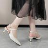 Fashion New Summer Sweet Black Beige Women's Sandals Fashion Pointed High Heels Women's Party Shoes Large Women's High Heels Sandals
