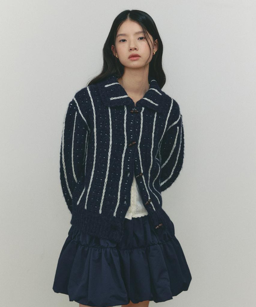 SSEMI Collar Line Cardigan(Nv)