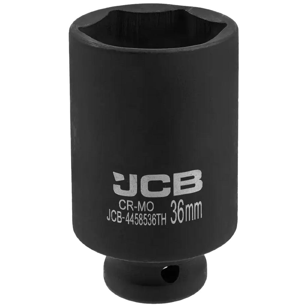 JCB 1/2" Cr-Mo 6-point deep impact socket, thin-walled, 36mm