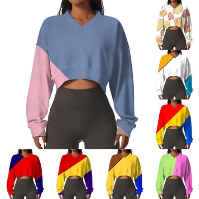 Женская повседневная модная сексуальная удобная спортивная толстовка с V-образным вырезом и длинным рукавом с геометрическим принтом