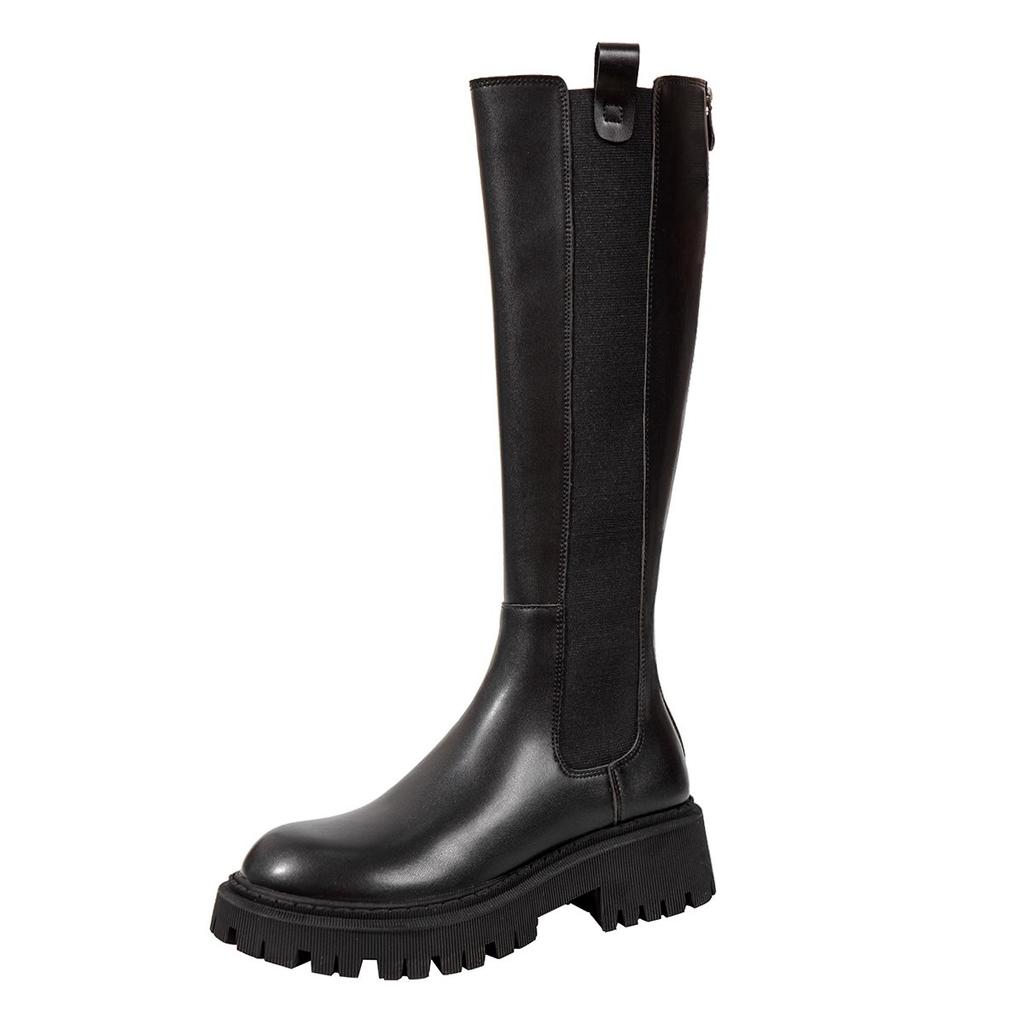 Женские рыцарские сапоги весна и осень новые ретро сапоги до колена для полных мм, тонкие сапоги, длинные сапоги