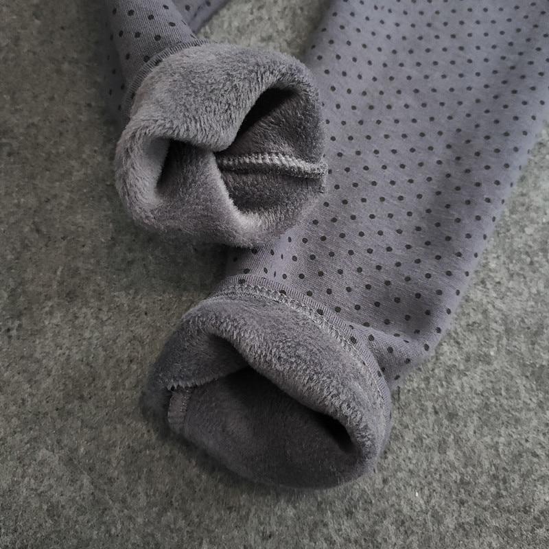 Autumn Winter Kids Pants Small Dot Plus Velvet Girls Leggings Children's Girl Cotton Stretch Trousers Children Clothing