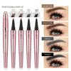 Four Forked Eyebrow Pencil Wild Eyebrow Waterproof Sweatproof Smooth Non Smudge Liquid Eyebrow Pencil Eyebrow Contour Pencil Women's Makeup 4 Colors