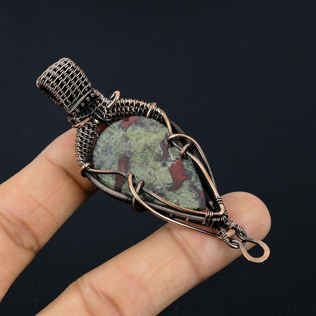 Dragon Blood Jasper 999 Copper Wire Wrapped Pendant, Handmade Gemstone Pendant Jewelry, Gifts For Wife Brand New Pendant