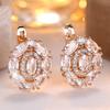Dazzling Oval White Zircon Drop Earrings for Women Luxurious Gold Color Wedding Party Earrings Jewelry Gifts