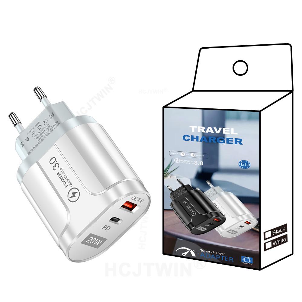 Новое быстрое зарядное устройство QC3.0+PD 20 Вт: Совместимо с европейскими, американскими и британскими стандартами