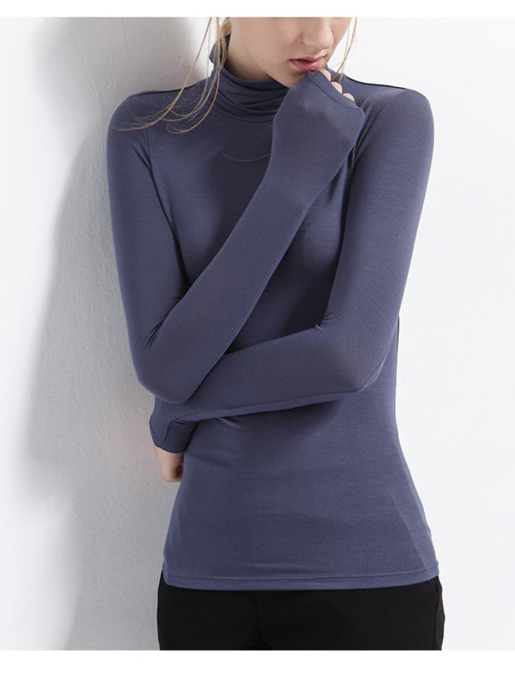 Весенне-осенний пуловер, сексуальный однотонный женский тонкий топ с длинными рукавами, женская водолазка, базовая рубашка, топы, уличная одежда