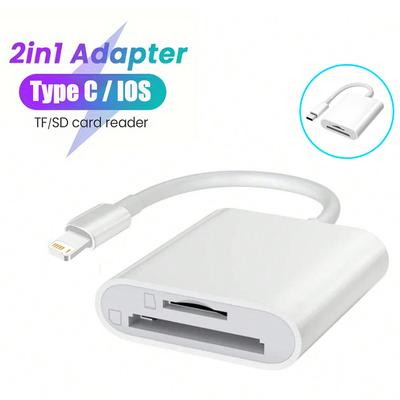 2 в 1 SD TF кард-ридер для Apple iPhone 15 14 12 13 11 Pro Max Xs XR USB C OTG адаптер для iPad Samsung Xiaomi MacBook