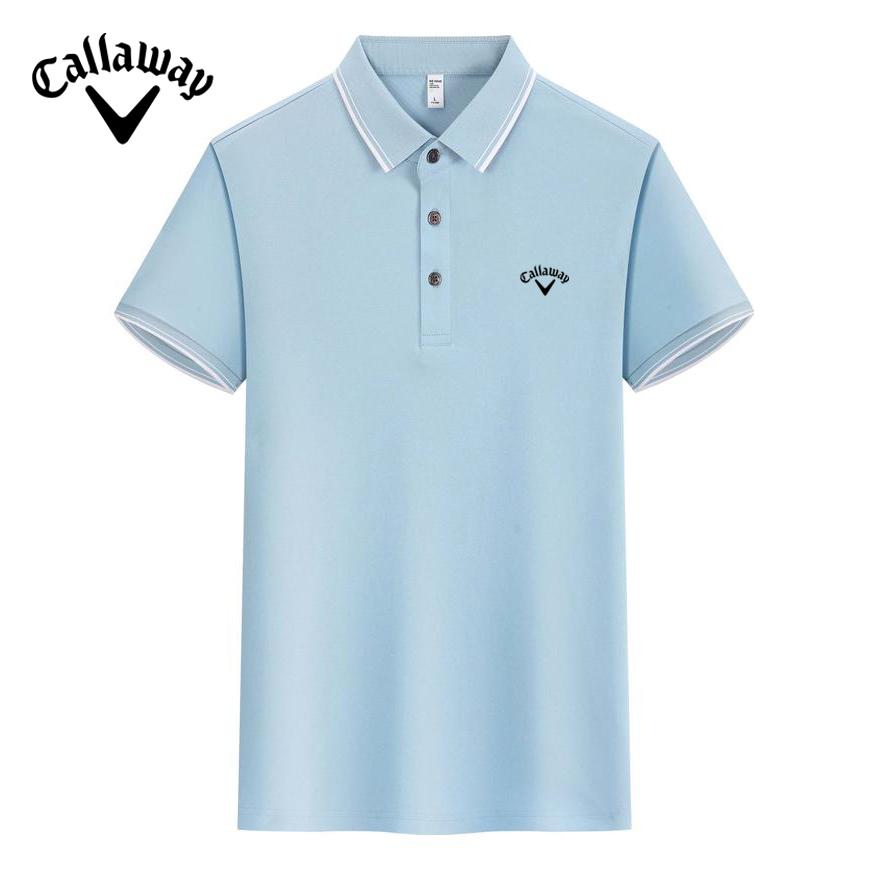 Callaway 2025 Летняя мужская и женская вышитая рубашка-поло Ice Skin Plain Solona Cotton с цветным воротником и блоками