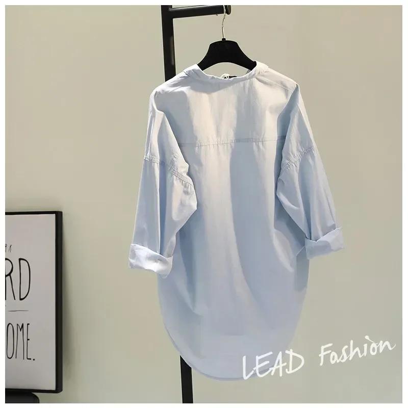 2025 Korean Fashion White Women's Shirt New Spring Long Sleeve Blouses Simple Shirts Buttons Office Lady Tops 12616