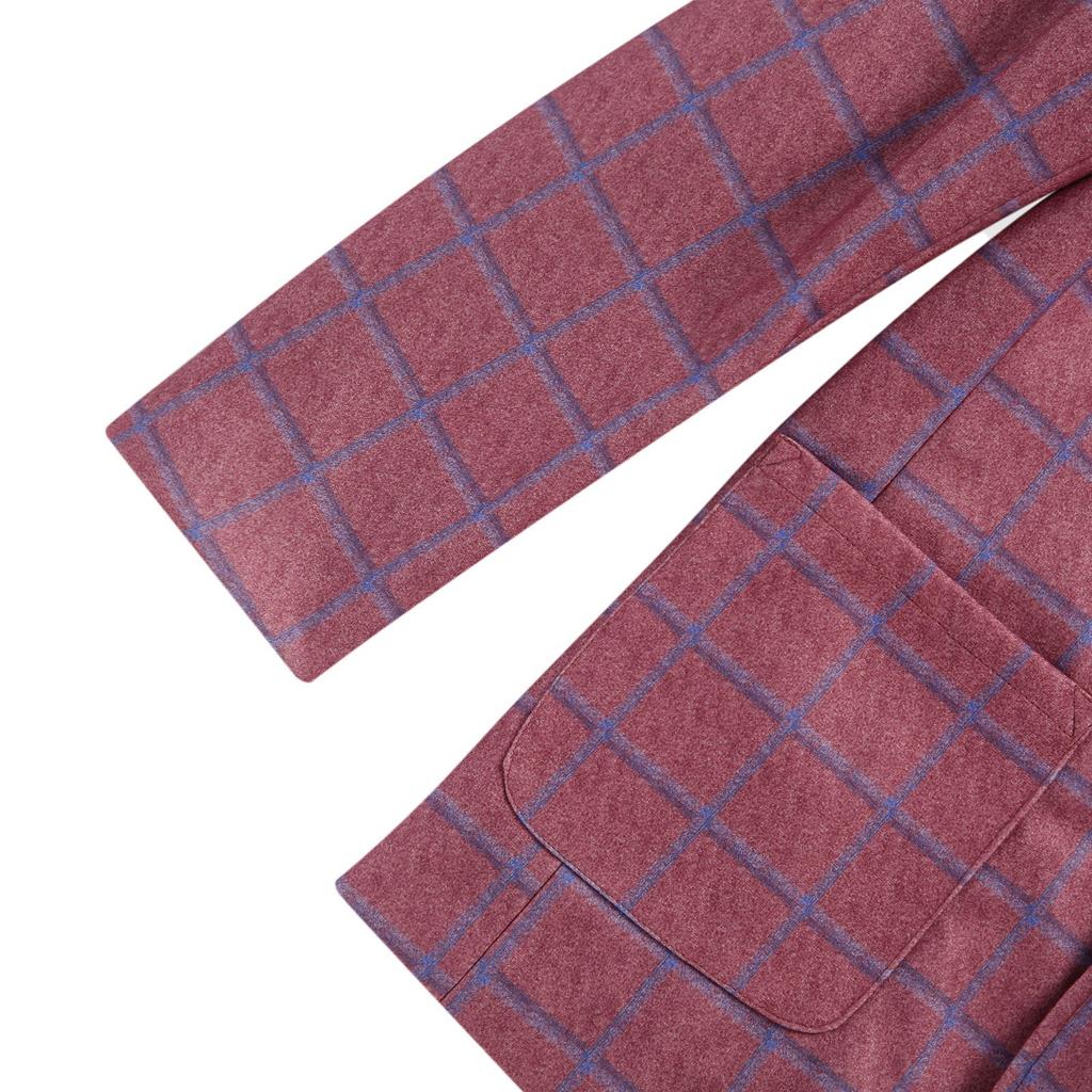 Мужской пиджак с длинными рукавами и клетчатыми лацканами, повседневный костюм, верхнее пальто