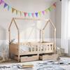 VidaXL Children's Bed Frame with Drawers 70x140 Cm Solid Pine Wood, Bed for Child, Single Bed for Child, House Bed 3302044