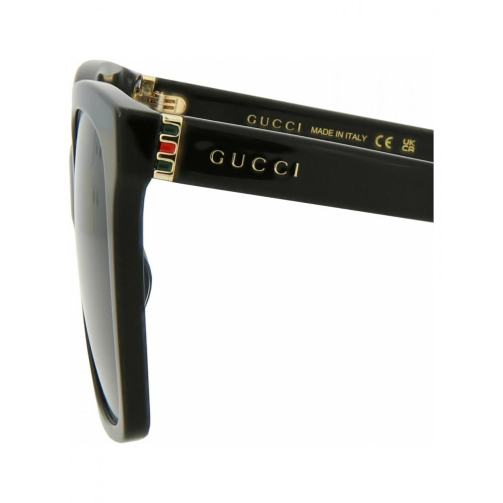Gucci Square Frame Acetate Sunglasses Black Black Grey