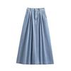 Plus Size A-Line Denim Skirt: Slimming, Mid-Length, Casual Swing Skirt for Women